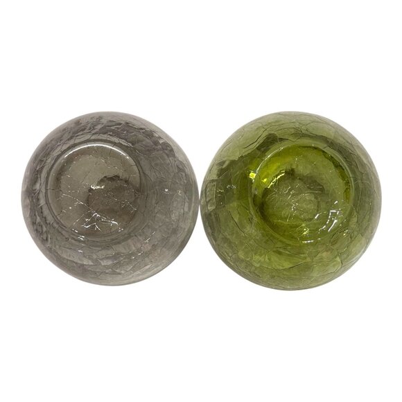 Pier 1 One Green Gray Crackle Glass Stemless Wine Glass Retired Replacement - Picture 3 of 4